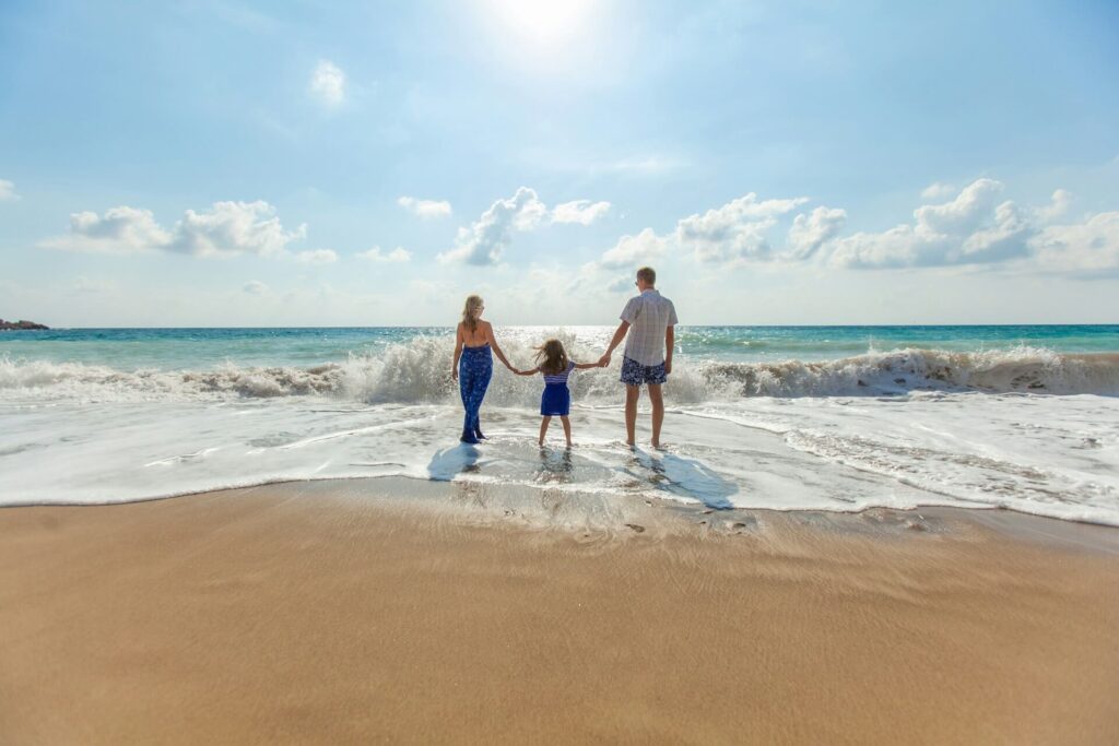 Legenda para foto na praia família na praia