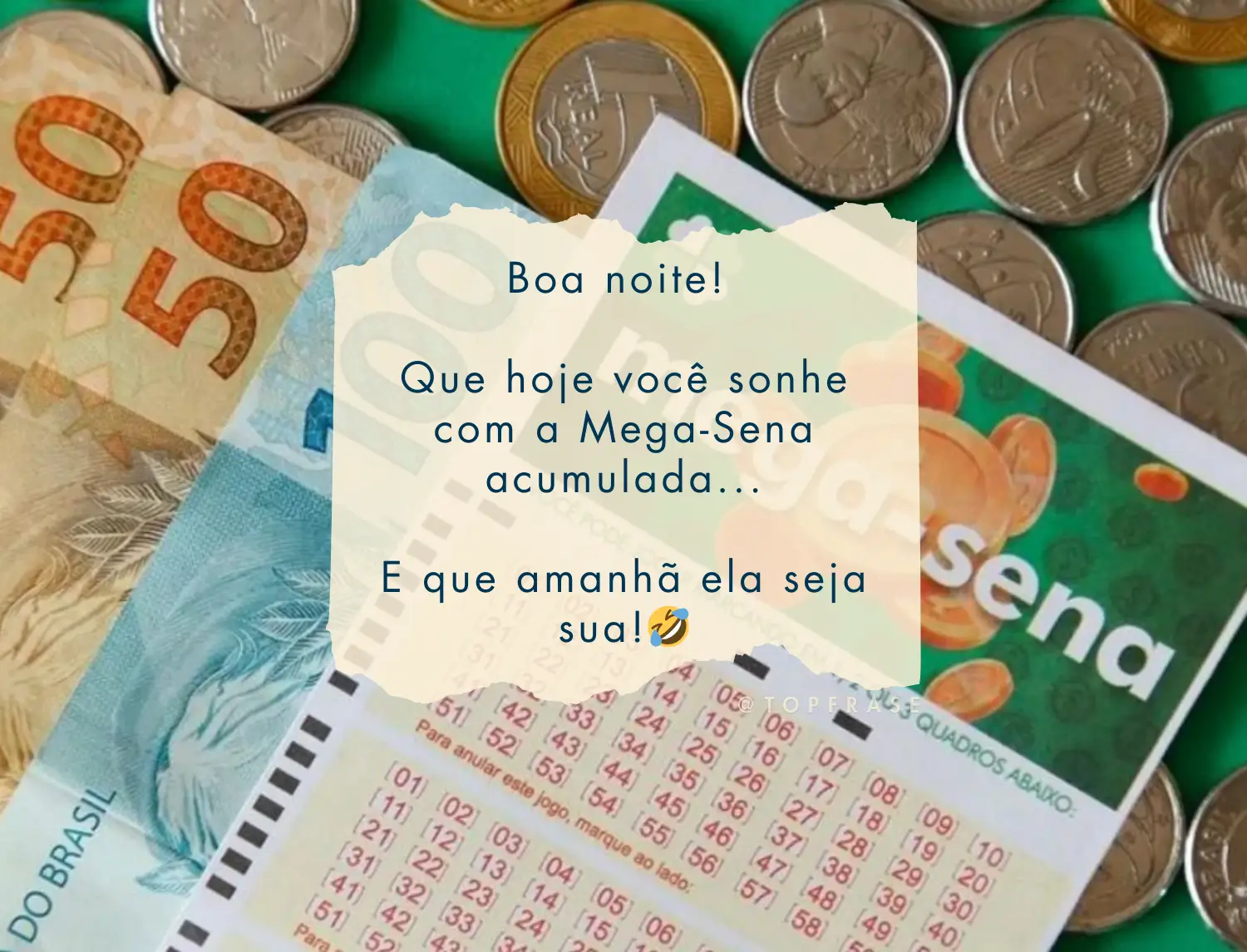 Mensagens de boa noite diferente sobre ganhar na mega sena